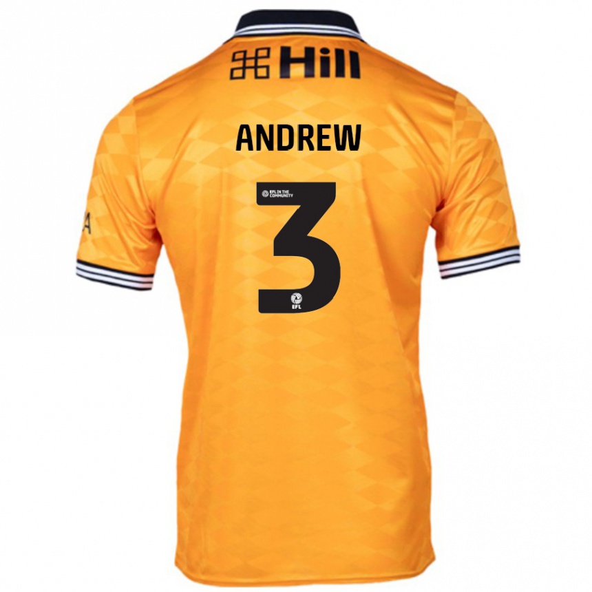 Kids Football Danny Andrew #3 Orange Home Jersey 2024/25 T-Shirt Uk