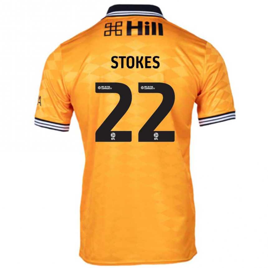 Kids Football Josh Stokes #22 Orange Home Jersey 2024/25 T-Shirt Uk