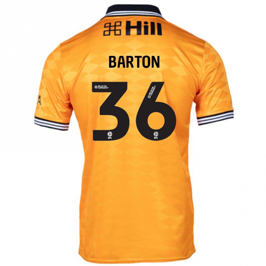 Kids Football Dan Barton #36 Orange Home Jersey 2024/25 T-Shirt Uk