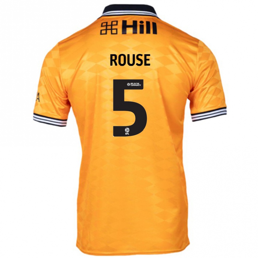 Kids Football Lauren Rouse #5 Orange Home Jersey 2024/25 T-Shirt Uk