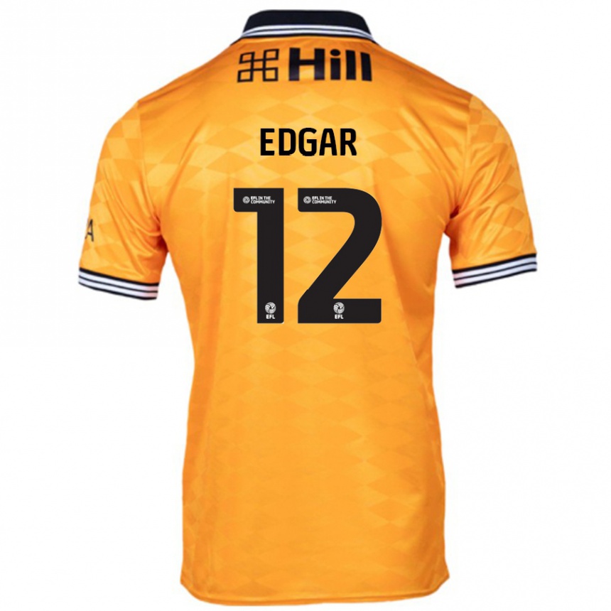 Kids Football Sammy Edgar #12 Orange Home Jersey 2024/25 T-Shirt Uk