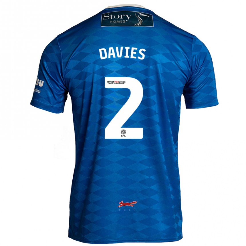 Kids Football Archie Davies #2 Blue Home Jersey 2024/25 T-Shirt Uk