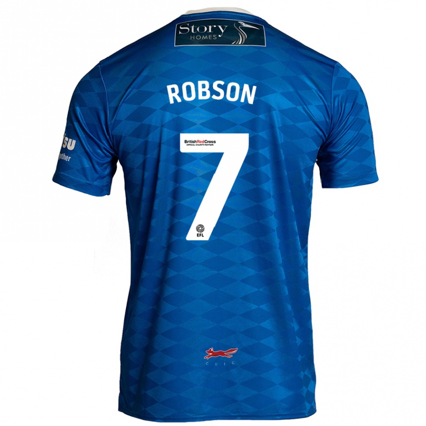 Kids Football Ethan Robson #7 Blue Home Jersey 2024/25 T-Shirt Uk