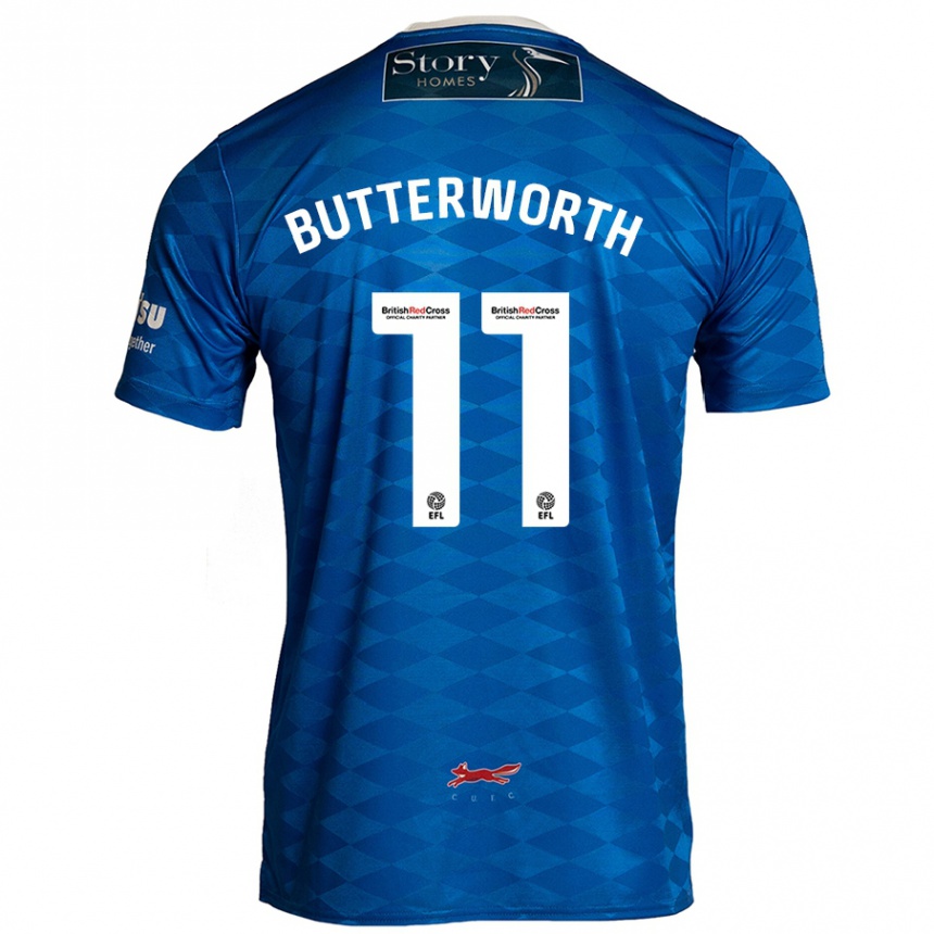 Kids Football Daniel Butterworth #11 Blue Home Jersey 2024/25 T-Shirt Uk