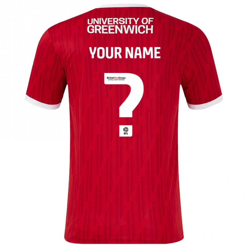 Kids Football Your Name #0 Red White Home Jersey 2024/25 T-Shirt Uk