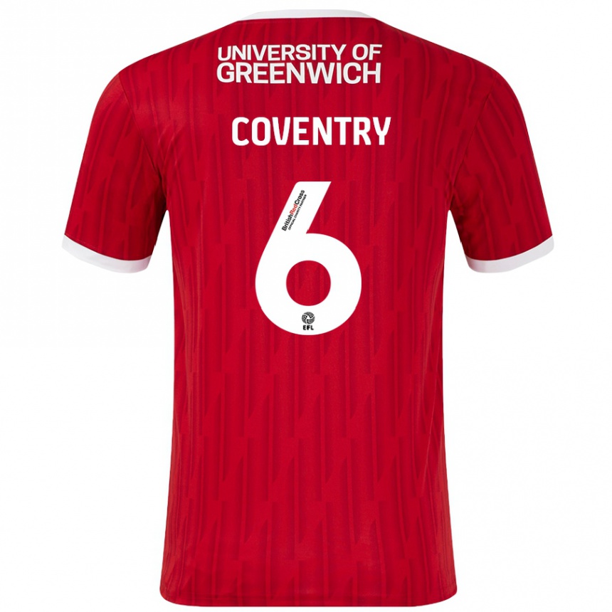 Kids Football Conor Coventry #6 Red White Home Jersey 2024/25 T-Shirt Uk