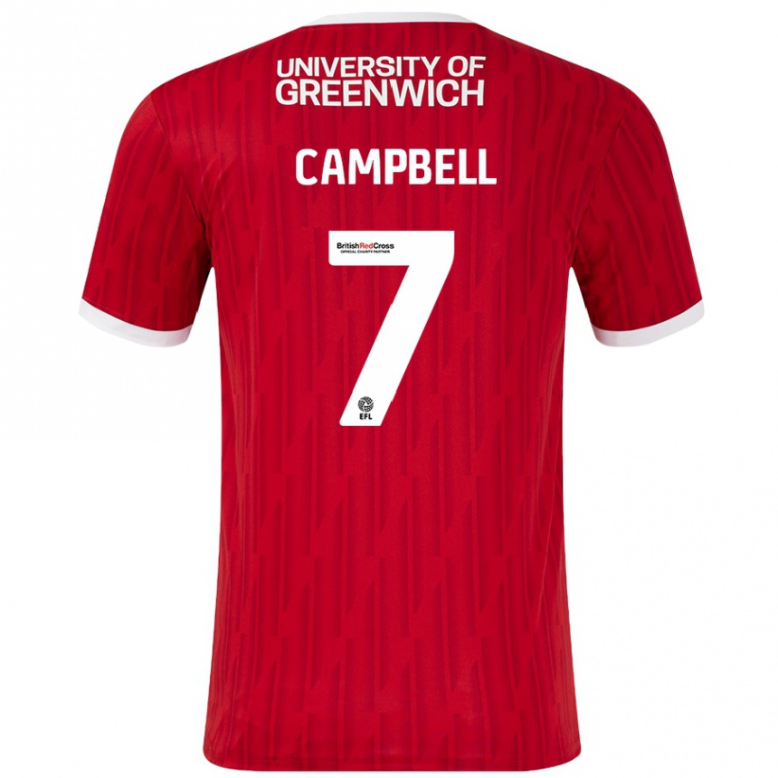 Kids Football Tyreece Campbell #7 Red White Home Jersey 2024/25 T-Shirt Uk