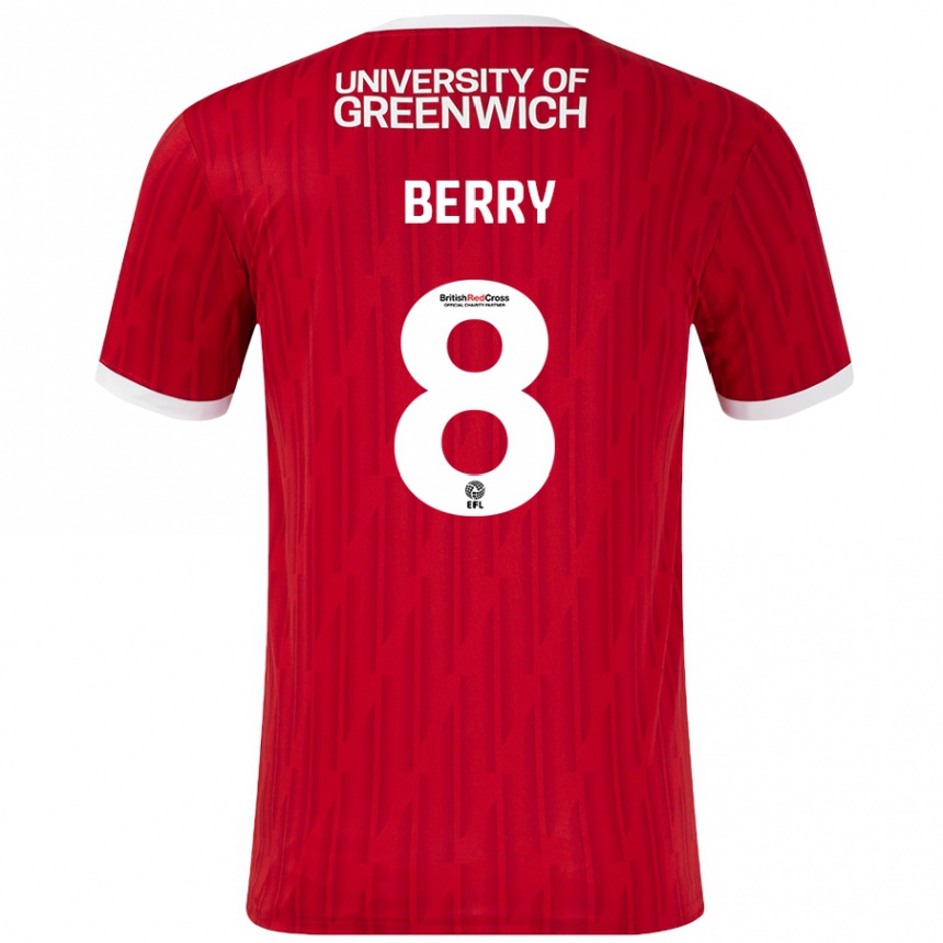 Kids Football Luke Berry #8 Red White Home Jersey 2024/25 T-Shirt Uk