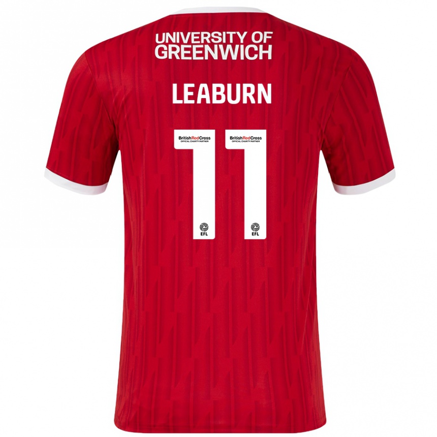 Kids Football Miles Leaburn #11 Red White Home Jersey 2024/25 T-Shirt Uk