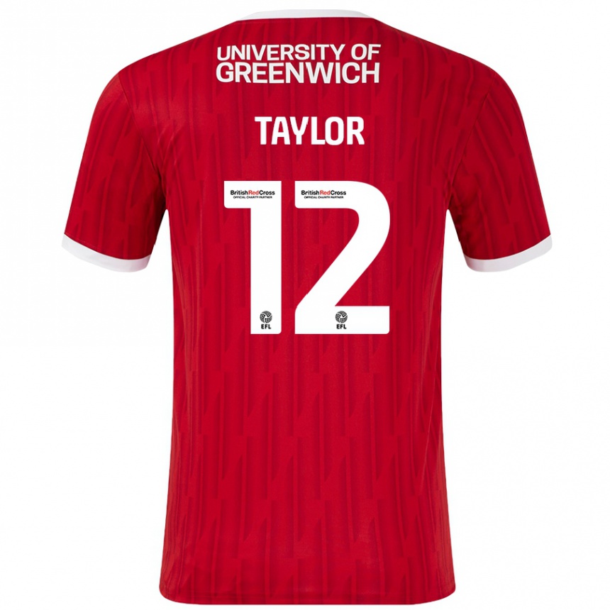 Kids Football Terry Taylor #12 Red White Home Jersey 2024/25 T-Shirt Uk