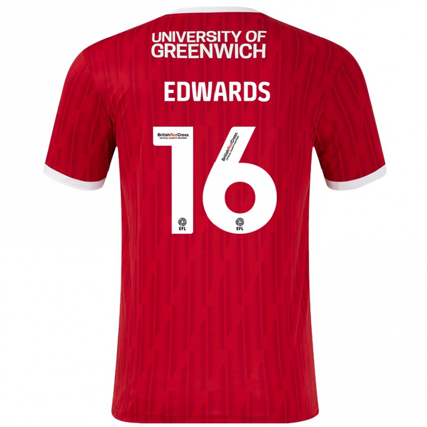 Kids Football Josh Edwards #16 Red White Home Jersey 2024/25 T-Shirt Uk