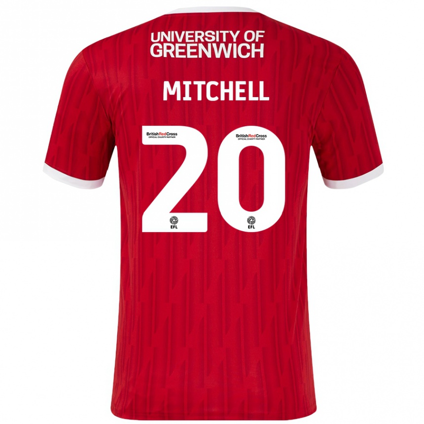 Kids Football Zach Mitchell #20 Red White Home Jersey 2024/25 T-Shirt Uk