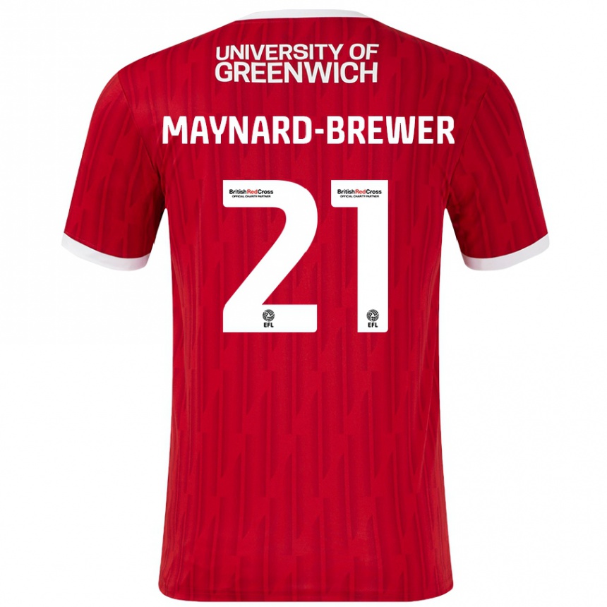 Kids Football Ashley Maynard-Brewer #21 Red White Home Jersey 2024/25 T-Shirt Uk