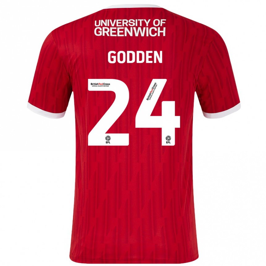 Kids Football Matt Godden #24 Red White Home Jersey 2024/25 T-Shirt Uk