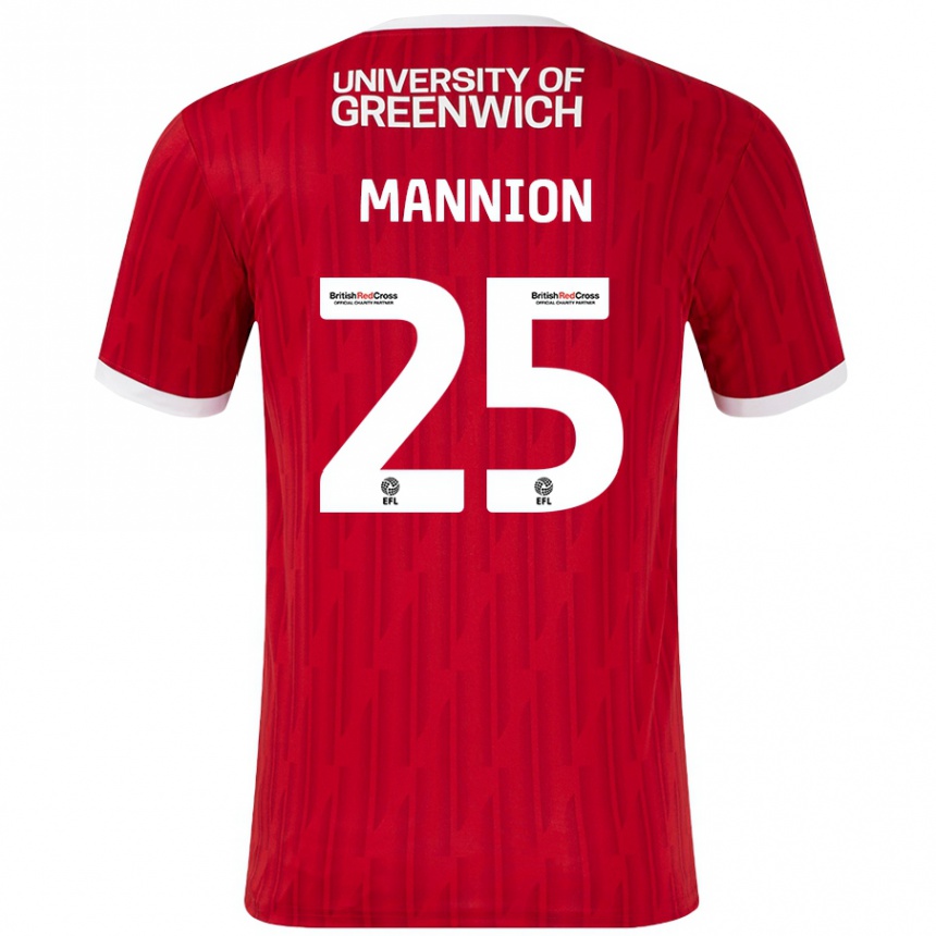 Kids Football Will Mannion #25 Red White Home Jersey 2024/25 T-Shirt Uk