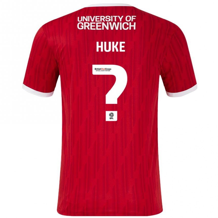 Kids Football Ryan Huke #0 Red White Home Jersey 2024/25 T-Shirt Uk