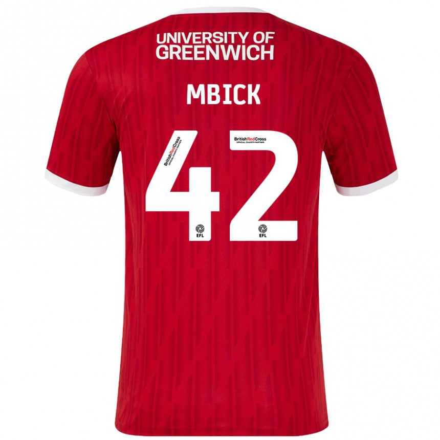 Kids Football Micah Mbick #42 Red White Home Jersey 2024/25 T-Shirt Uk