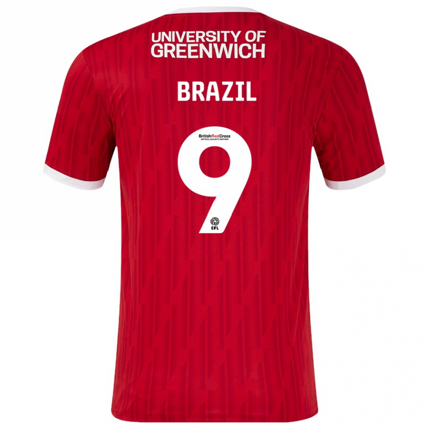 Kids Football Ellie Brazil #9 Red White Home Jersey 2024/25 T-Shirt Uk