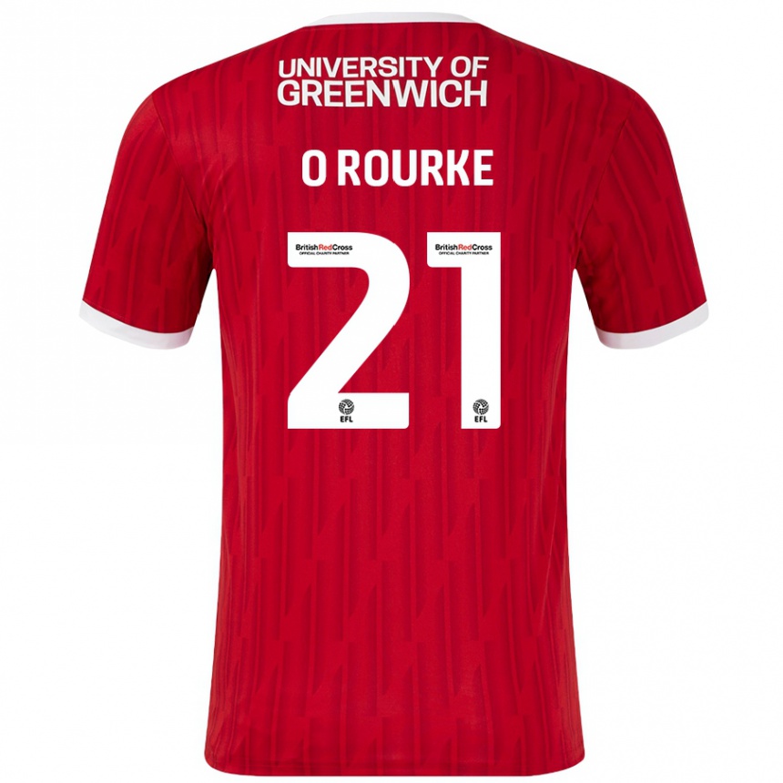 Kids Football Sophie O'rourke #21 Red White Home Jersey 2024/25 T-Shirt Uk