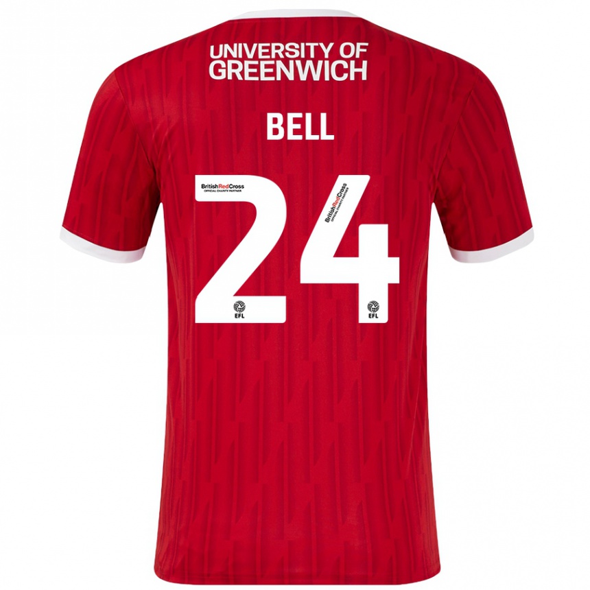 Kids Football Taylor Bell #24 Red White Home Jersey 2024/25 T-Shirt Uk