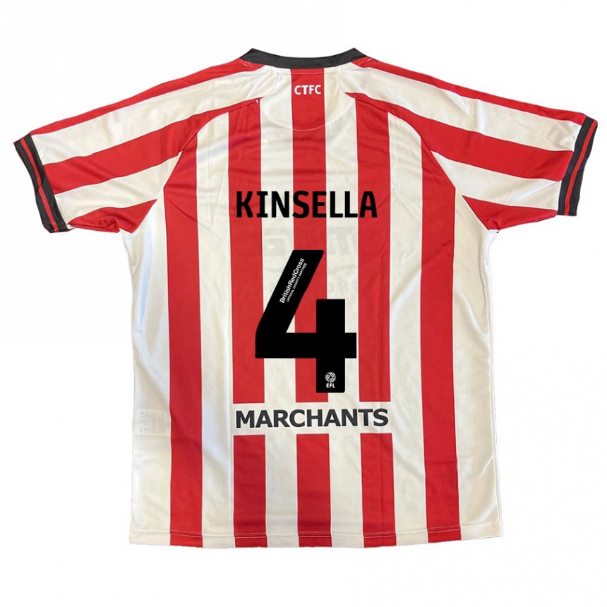 Kids Football Liam Kinsella #4 Red White Home Jersey 2024/25 T-Shirt Uk