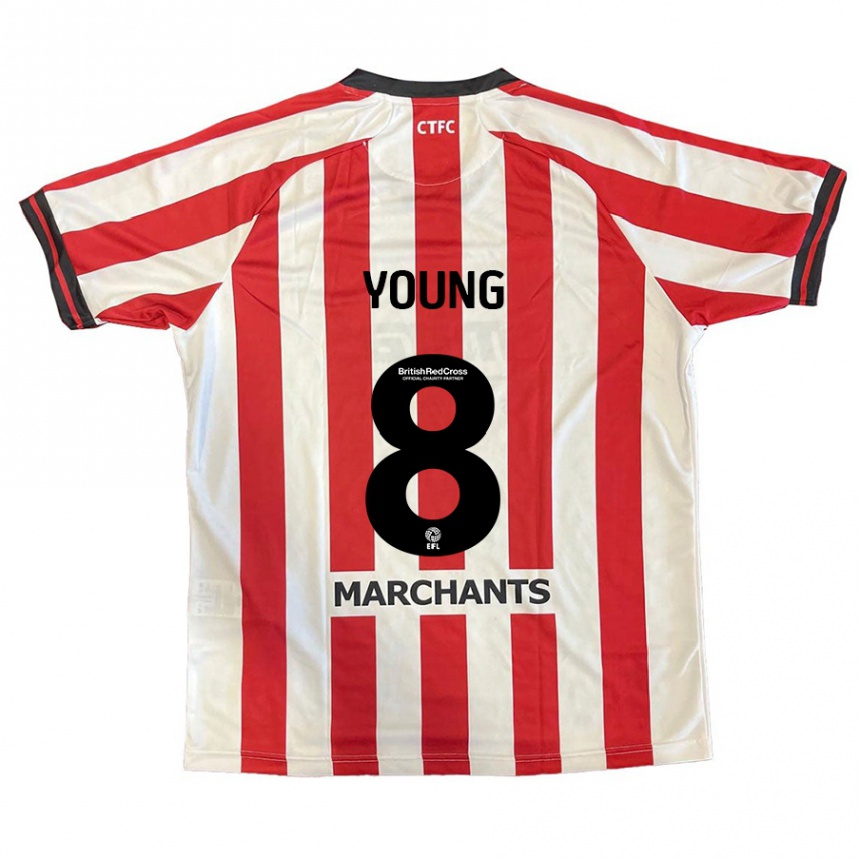 Kids Football Luke Young #8 Red White Home Jersey 2024/25 T-Shirt Uk