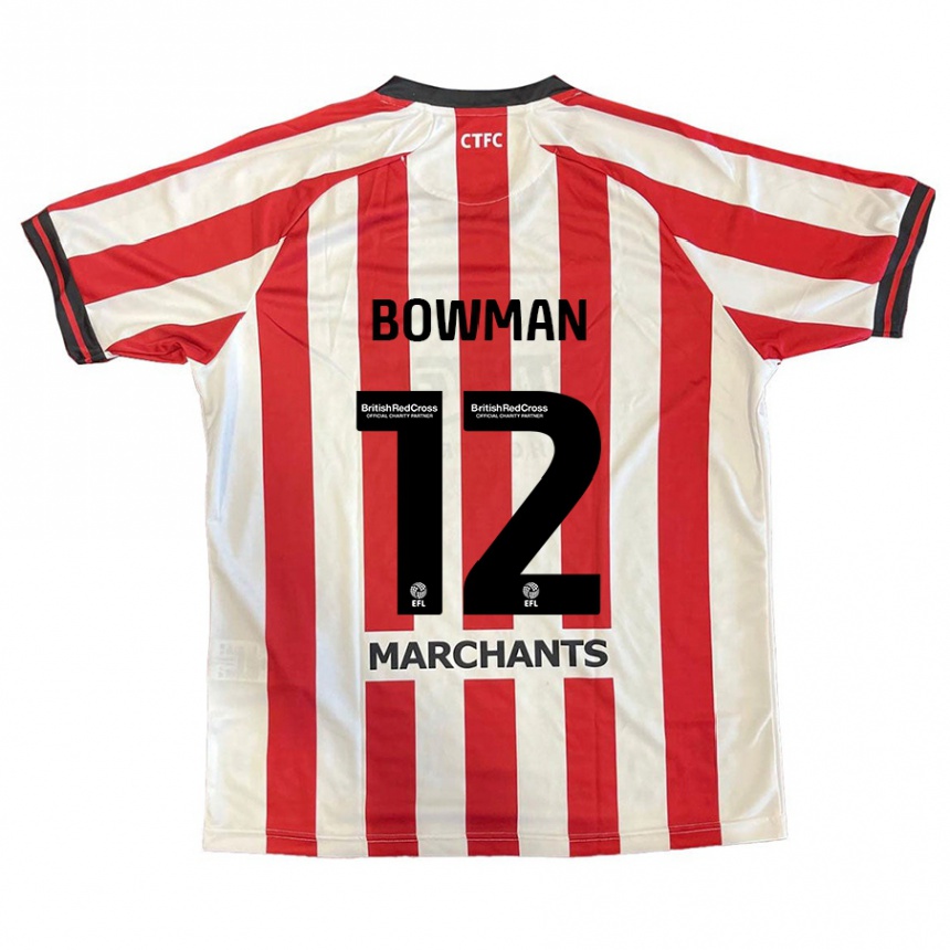 Kids Football Ryan Bowman #12 Red White Home Jersey 2024/25 T-Shirt Uk