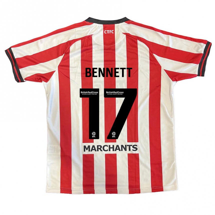 Kids Football Scot Bennett #17 Red White Home Jersey 2024/25 T-Shirt Uk