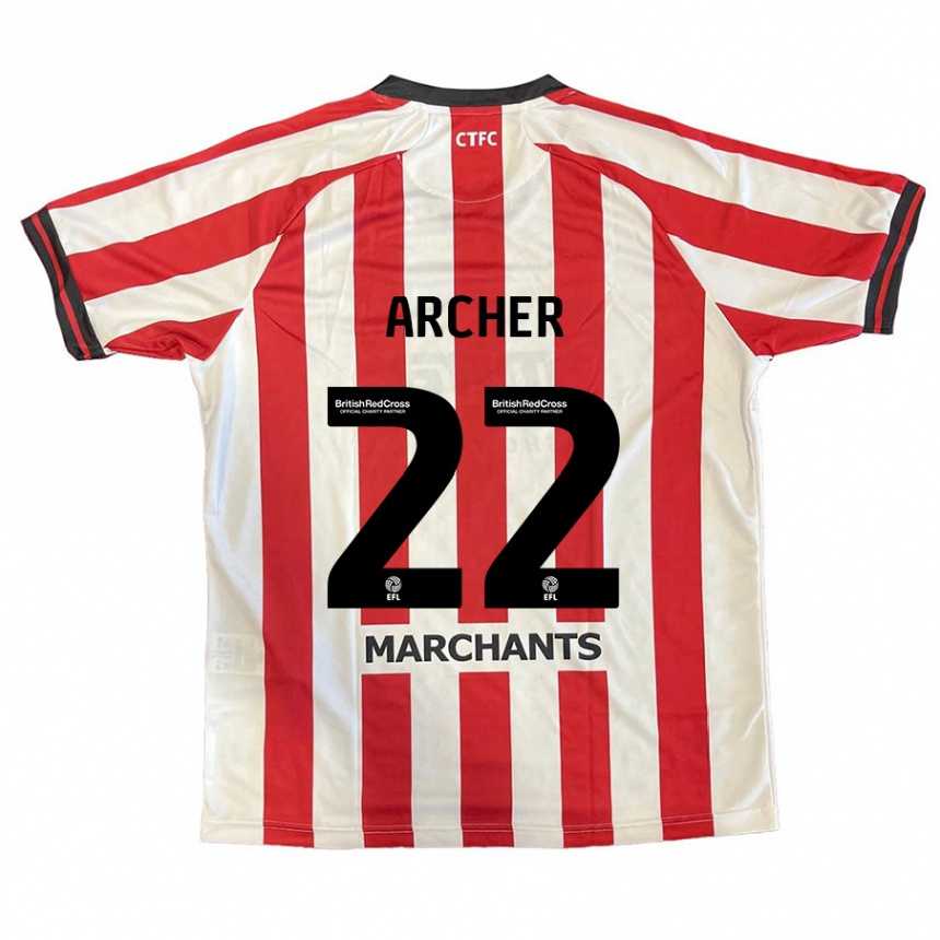 Kids Football Ethon Archer #22 Red White Home Jersey 2024/25 T-Shirt Uk