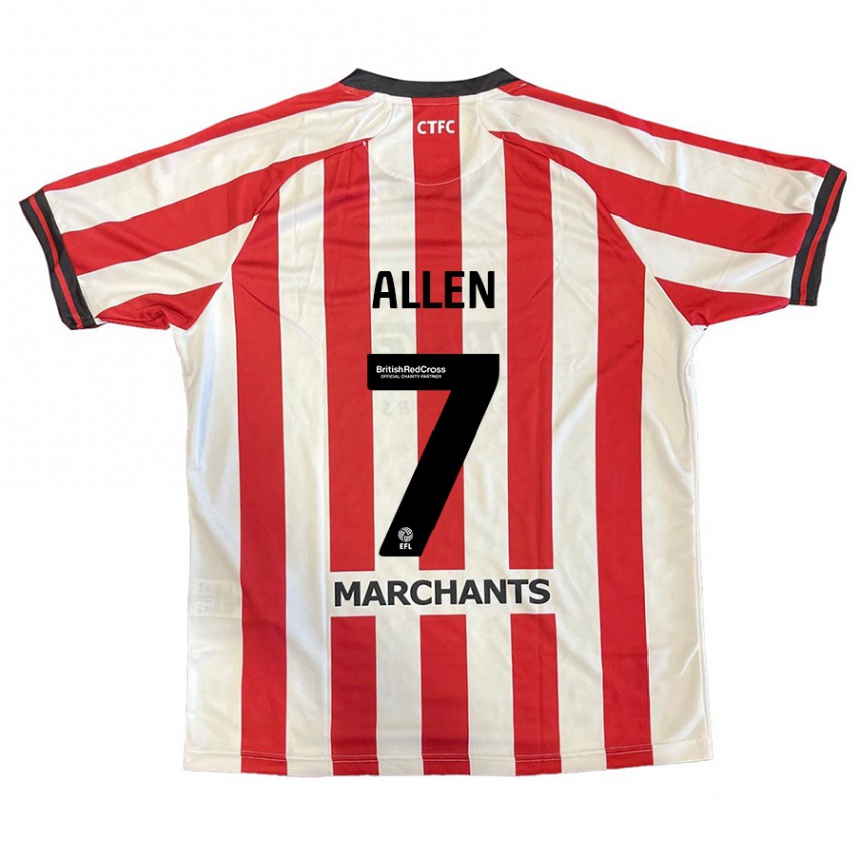 Kids Football Emily Allen #7 Red White Home Jersey 2024/25 T-Shirt Uk