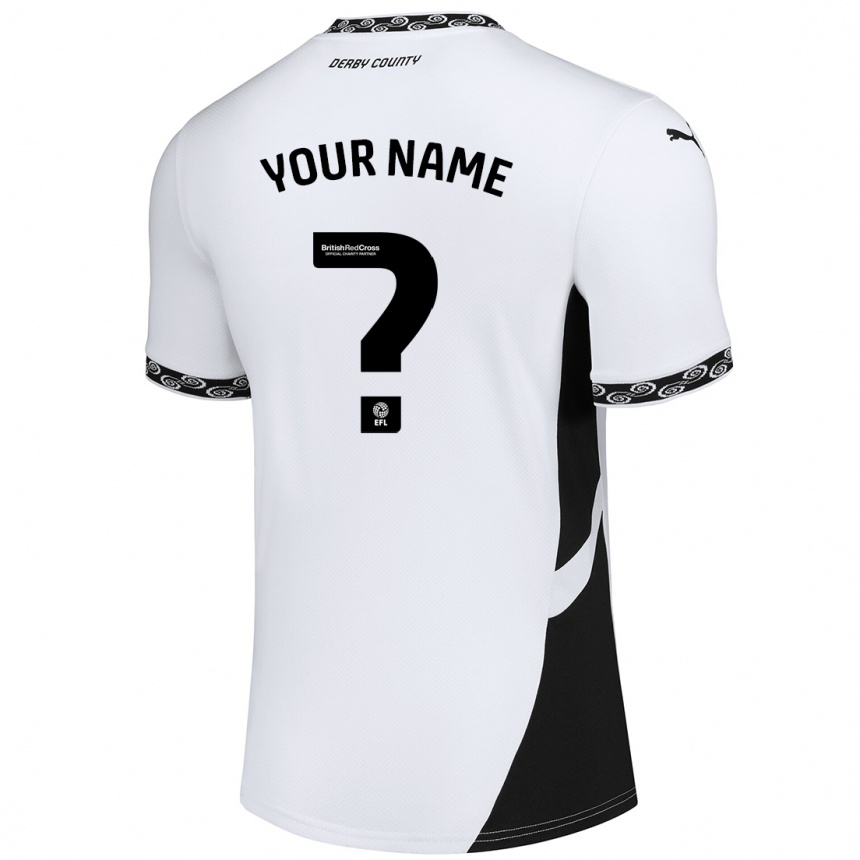 Kids Football Your Name #0 White Black Home Jersey 2024/25 T-Shirt Uk