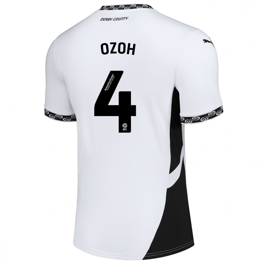 Kids Football David Ozoh #4 White Black Home Jersey 2024/25 T-Shirt Uk