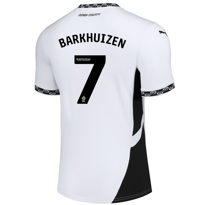 Kids Football Tom Barkhuizen #7 White Black Home Jersey 2024/25 T-Shirt Uk