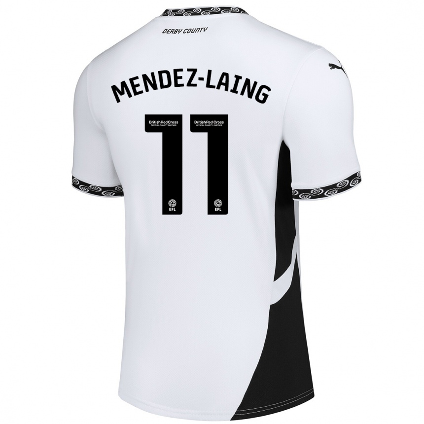 Kids Football Nathaniel Méndez-Laing #11 White Black Home Jersey 2024/25 T-Shirt Uk