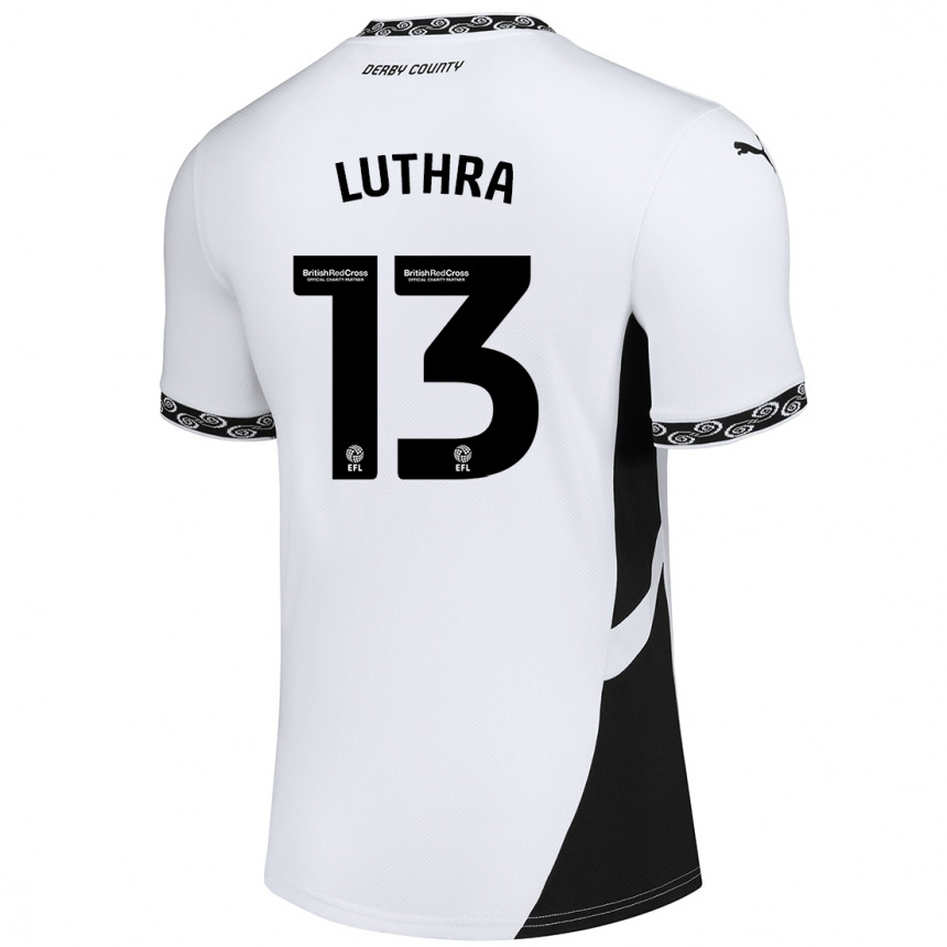 Kids Football Rohan Luthra #13 White Black Home Jersey 2024/25 T-Shirt Uk