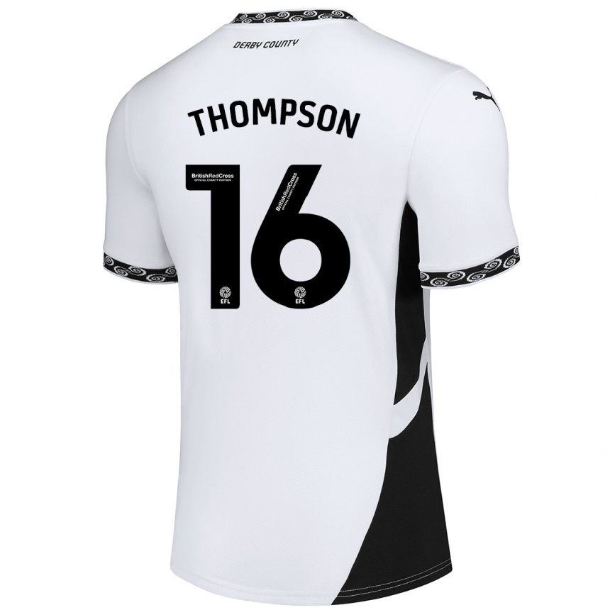 Kids Football Liam Thompson #16 White Black Home Jersey 2024/25 T-Shirt Uk