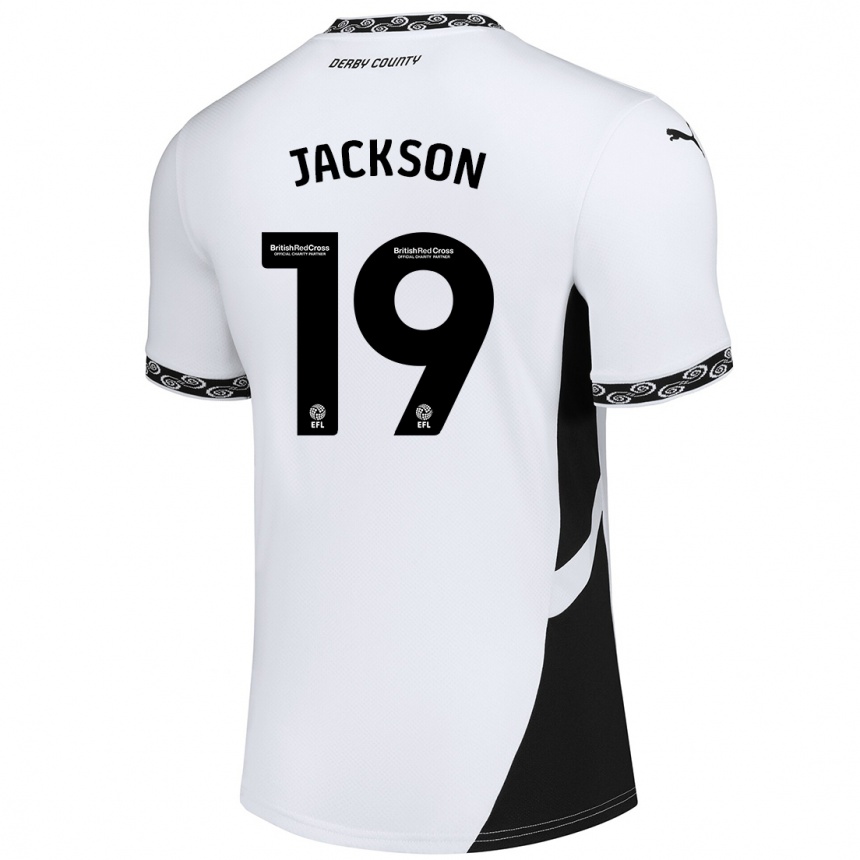 Kids Football Kayden Jackson #19 White Black Home Jersey 2024/25 T-Shirt Uk