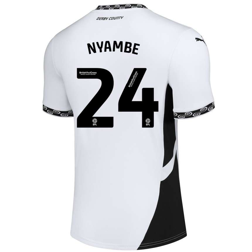 Kids Football Ryan Nyambe #24 White Black Home Jersey 2024/25 T-Shirt Uk