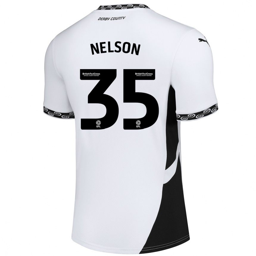 Kids Football Curtis Nelson #35 White Black Home Jersey 2024/25 T-Shirt Uk