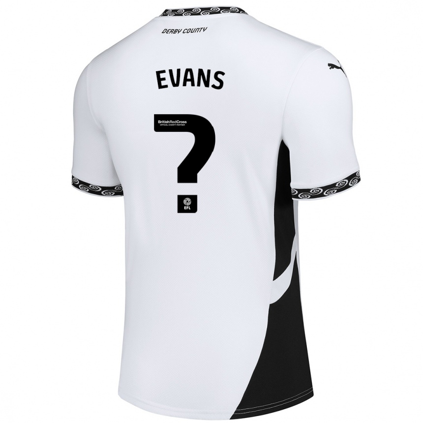 Kids Football Harry Evans #0 White Black Home Jersey 2024/25 T-Shirt Uk