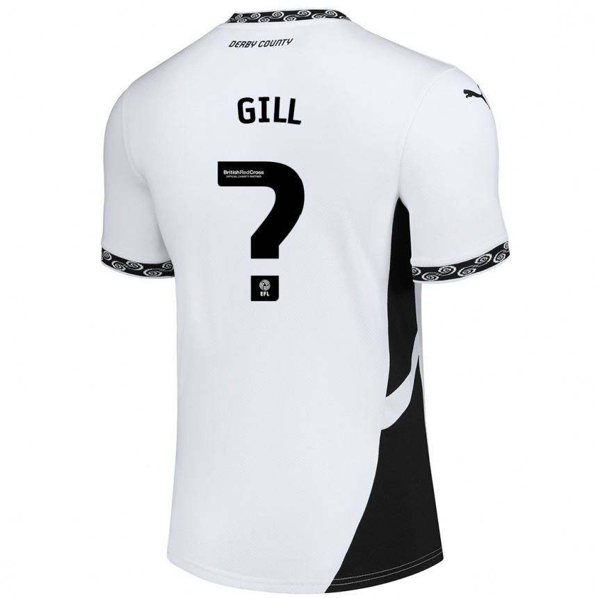 Kids Football Tristan Gill #0 White Black Home Jersey 2024/25 T-Shirt Uk