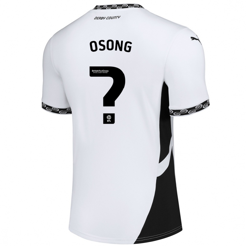 Kids Football Johnson Osong #0 White Black Home Jersey 2024/25 T-Shirt Uk