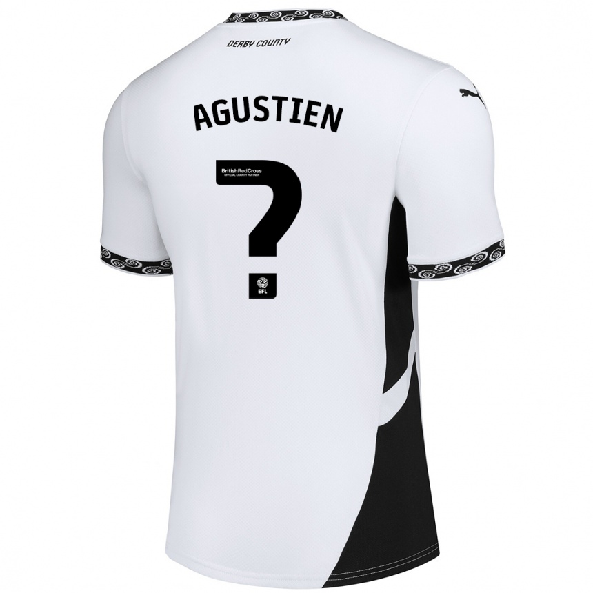 Kids Football Demiane Agustien #0 White Black Home Jersey 2024/25 T-Shirt Uk