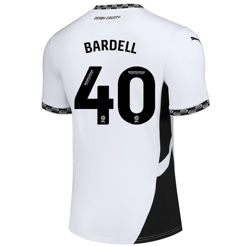 Kids Football Max Bardell #40 White Black Home Jersey 2024/25 T-Shirt Uk