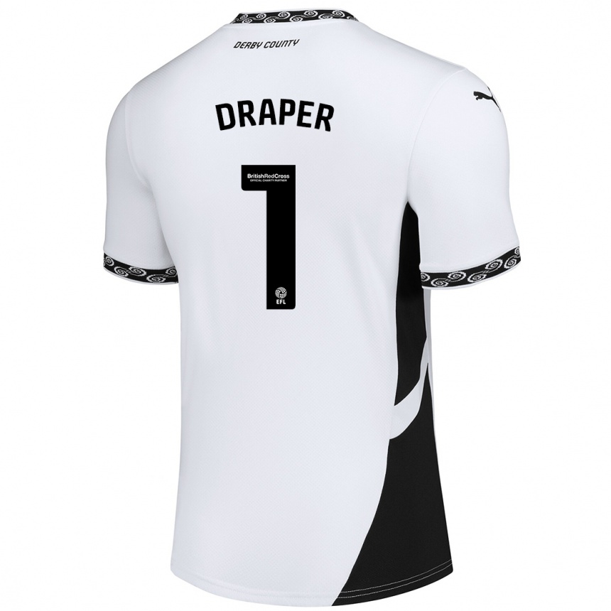 Kids Football Anna Draper #1 White Black Home Jersey 2024/25 T-Shirt Uk