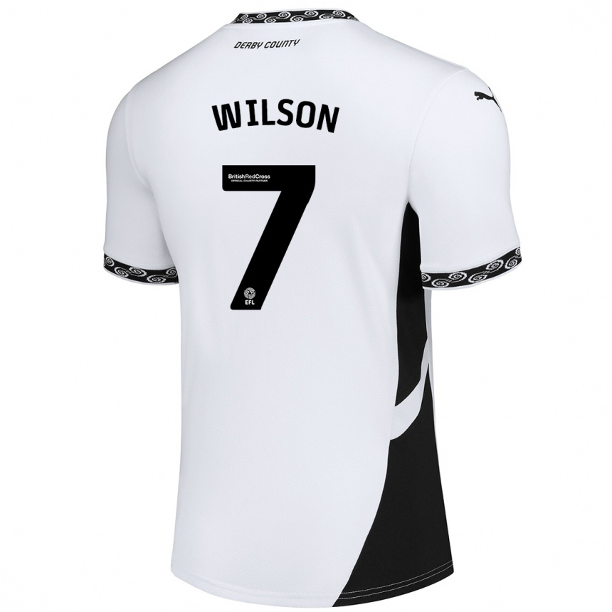 Kids Football Emelia Wilson #7 White Black Home Jersey 2024/25 T-Shirt Uk