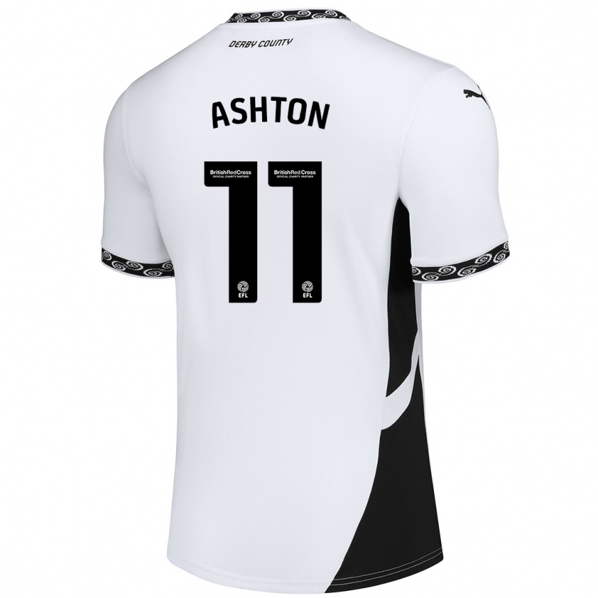 Kids Football Eleanor Ashton #11 White Black Home Jersey 2024/25 T-Shirt Uk