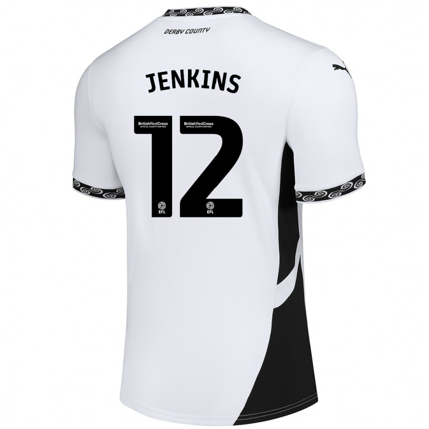 Kids Football Camille Jenkins #12 White Black Home Jersey 2024/25 T-Shirt Uk