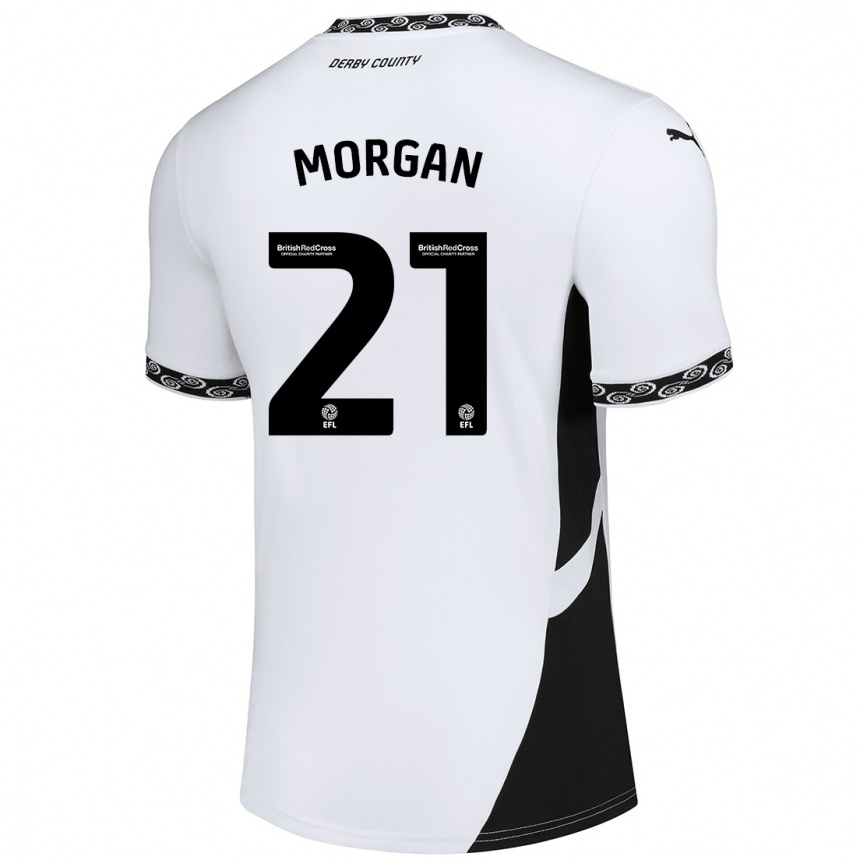 Kids Football Sarah Morgan #21 White Black Home Jersey 2024/25 T-Shirt Uk