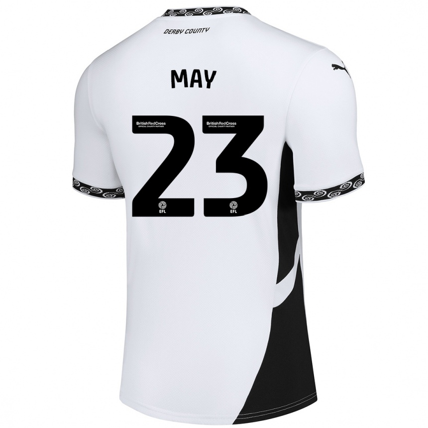 Kids Football Rebecca May #23 White Black Home Jersey 2024/25 T-Shirt Uk